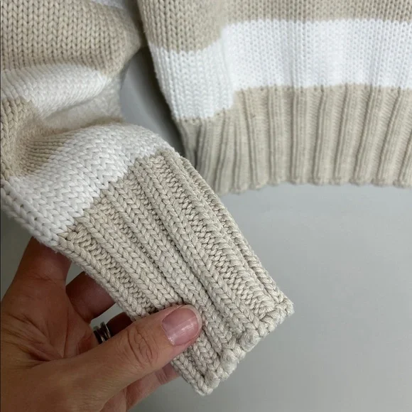 QUINCE 100% Organic Cotton Cropped Polo Sweater in Beige Ivory size Small - Picture 4 of 12